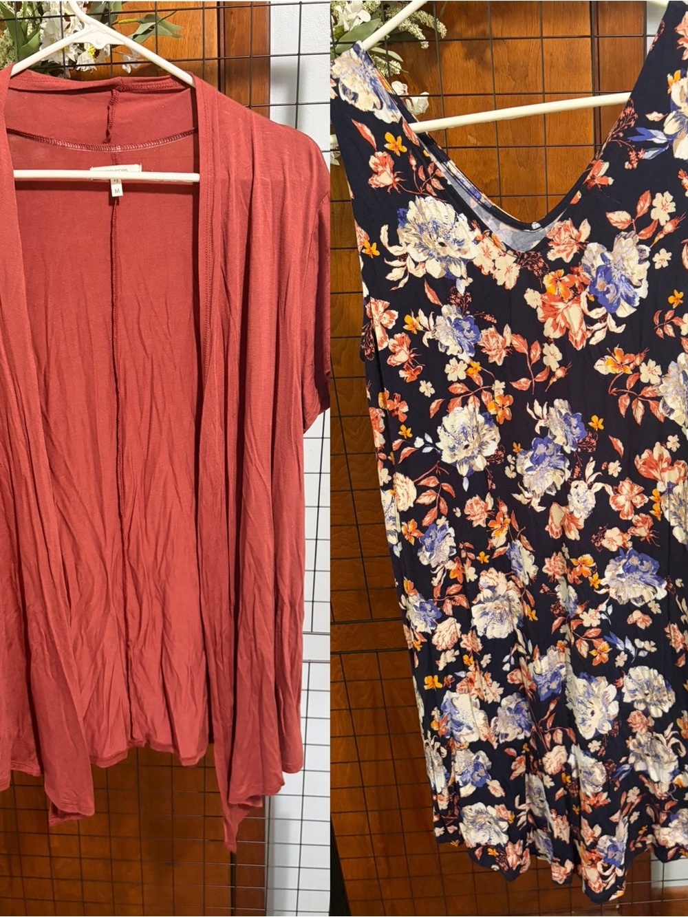 Women’s Floral Navy dress & Dusty Rose Open Cardigan Set